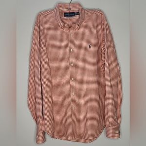 Ralph Lauren Custom Fit Red White Plaid Check Long Sleeve Shirt XL